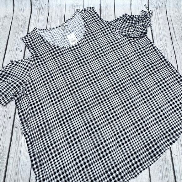 NWT Cato Fashion Gingham Cold Shoulder Blouse Size 26/28 - Picture 4 of 5
